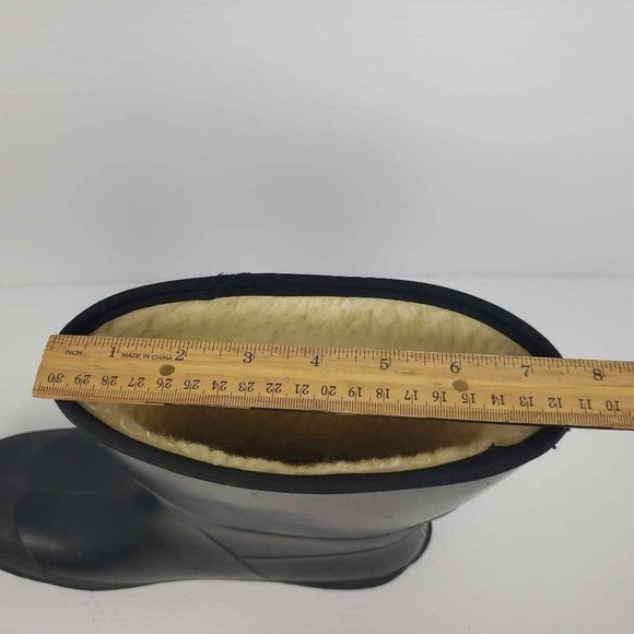 La Crosse Mens Rain Boots Black Rubber Pull On Sherpa Lined Round Toe USA 13 New - Picture 13 of 14